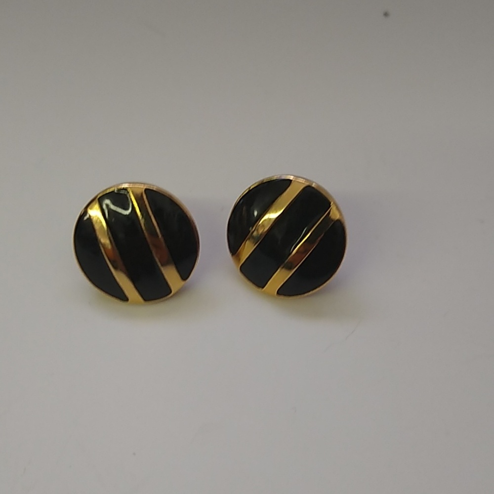 Gold/ black earrings